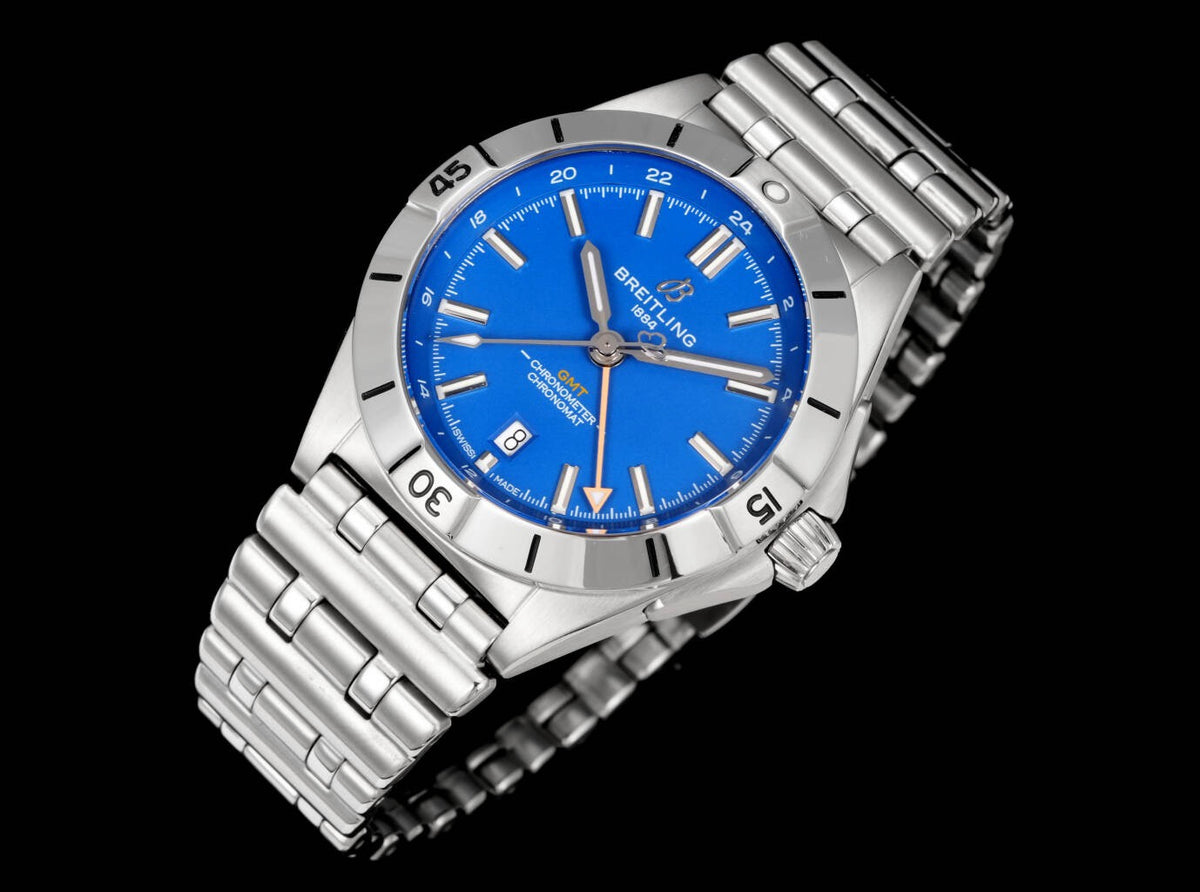 Breitling Chronomat GMT 40mm Automatic Steel Watch Multi‑Color Dial Bullet Bracelet
