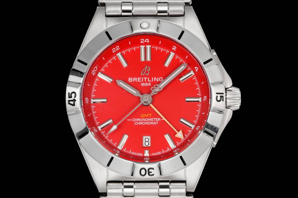 Breitling Chronomat GMT 40mm Automatic Steel Watch Multi‑Color Dial Bullet Bracelet