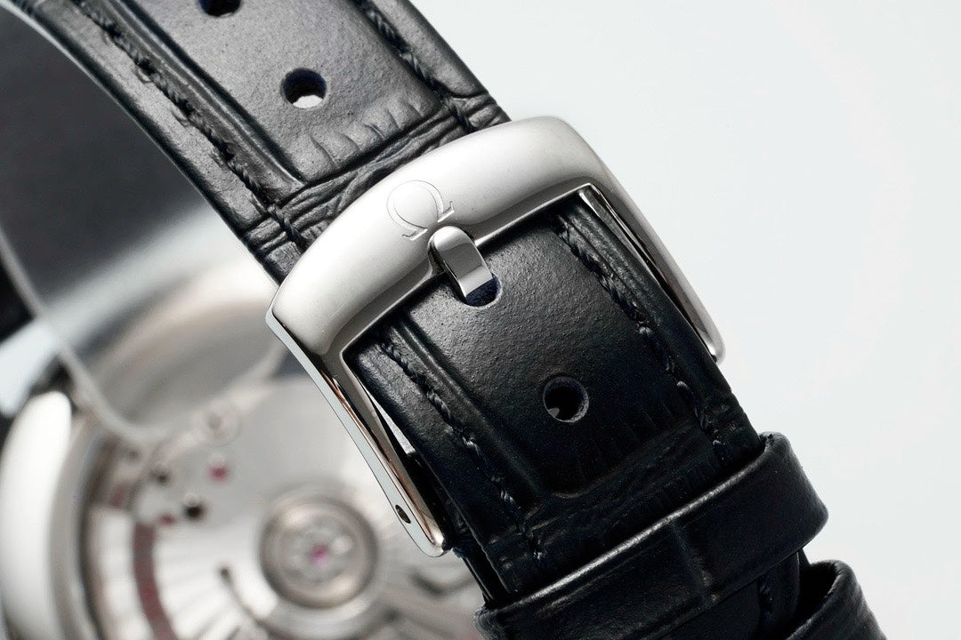 Omega De Ville Power‑Reserve Automatic Mechanical Watch, Genuine Calfskin Leather Strap