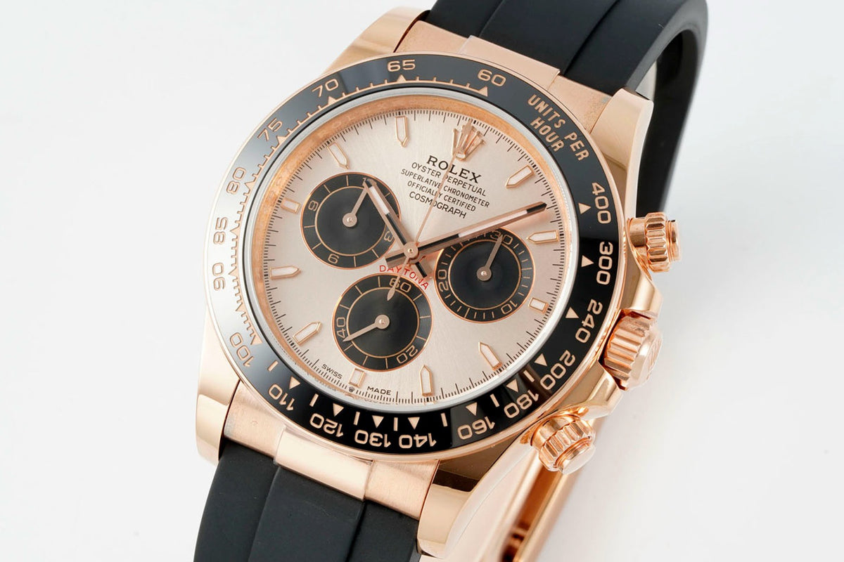 Rolex Cosmograph Daytona 18K Gold Plated Automatic Chronograph Watch Rubber Strap