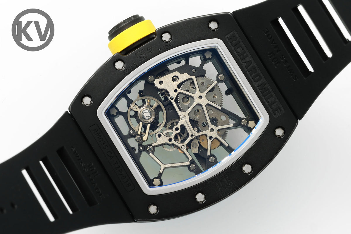 Richard Mille RM035 Americas Hollow Tonneau Mechanical Watch Magnesium Alloy Rubber Strap Multi Colors