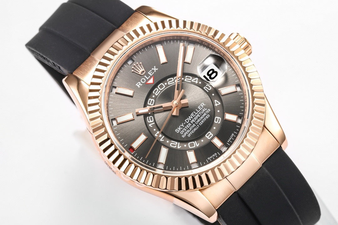 Rolex Sky‑Dweller Watch 42mm 904L Steel 9002 Automatic Movement Ring Command Bezel