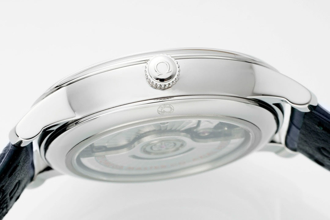 Omega De Ville Power‑Reserve Automatic Mechanical Watch, Genuine Calfskin Leather Strap