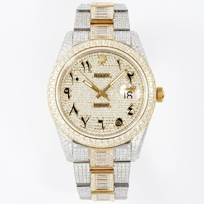 Rolex TW Factory Fully Iced‑Out Datejust 41mm Men Watch, Full Paved Stones, 2824 Automatic Movement