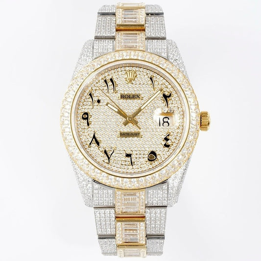 Rolex TW Factory Fully Iced‑Out Datejust 41mm Men Watch, Full Paved Stones, 2824 Automatic Movement