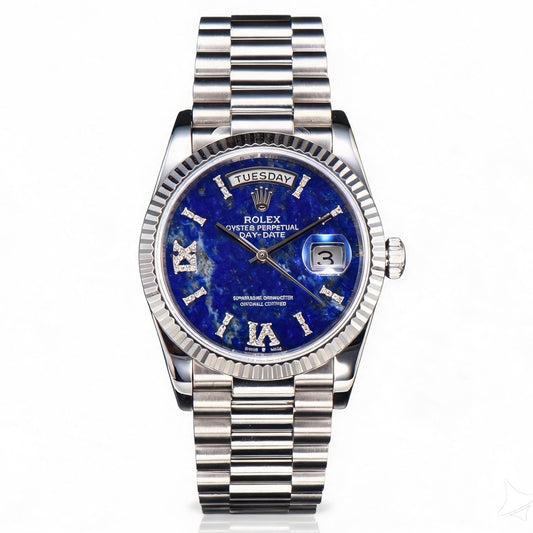 Rolex Day-Date 36 Hidden 6 Diamond Roman Markers | CS Factory Natural Gemstone Dial 904L Steel Watch