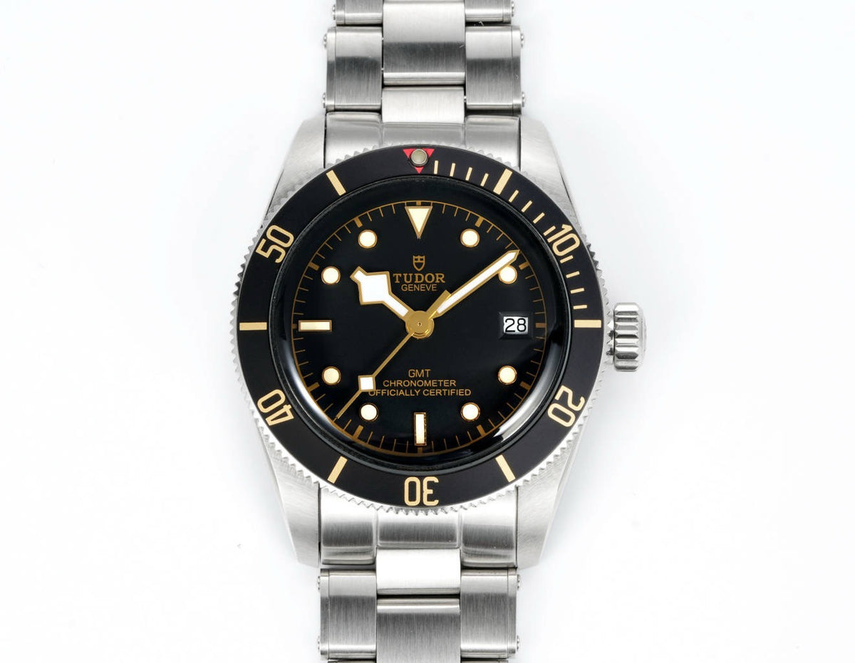 Tudor Black Bay GMT Automatic Diver Watch 41mm, Domed Sapphire Crystal, Rivet Stainless Steel Bracelet, Multiple Ceramic Bezel Color Options