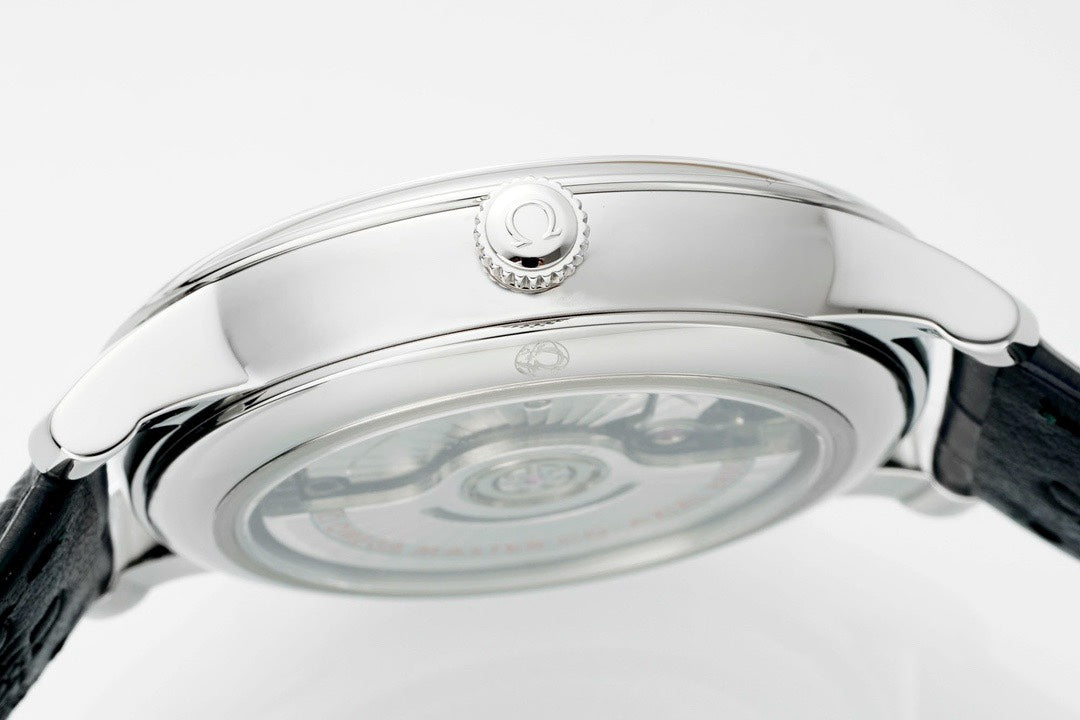 Omega De Ville Power‑Reserve Automatic Mechanical Watch, Genuine Calfskin Leather Strap