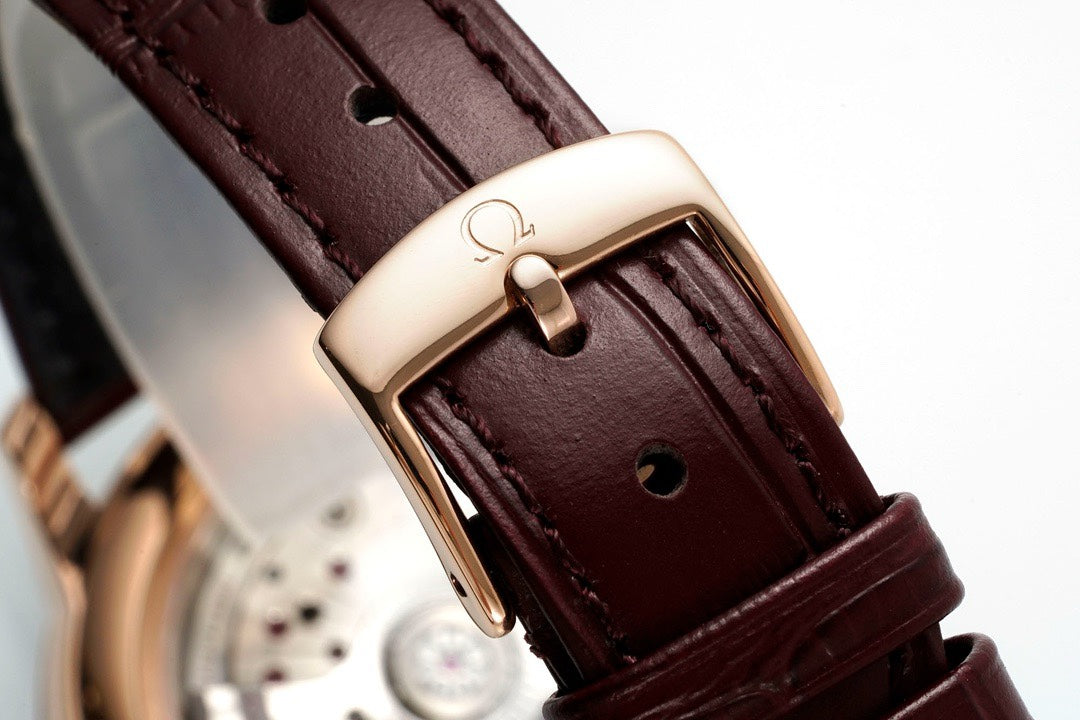 Omega De Ville Power‑Reserve Automatic Mechanical Watch, Genuine Calfskin Leather Strap
