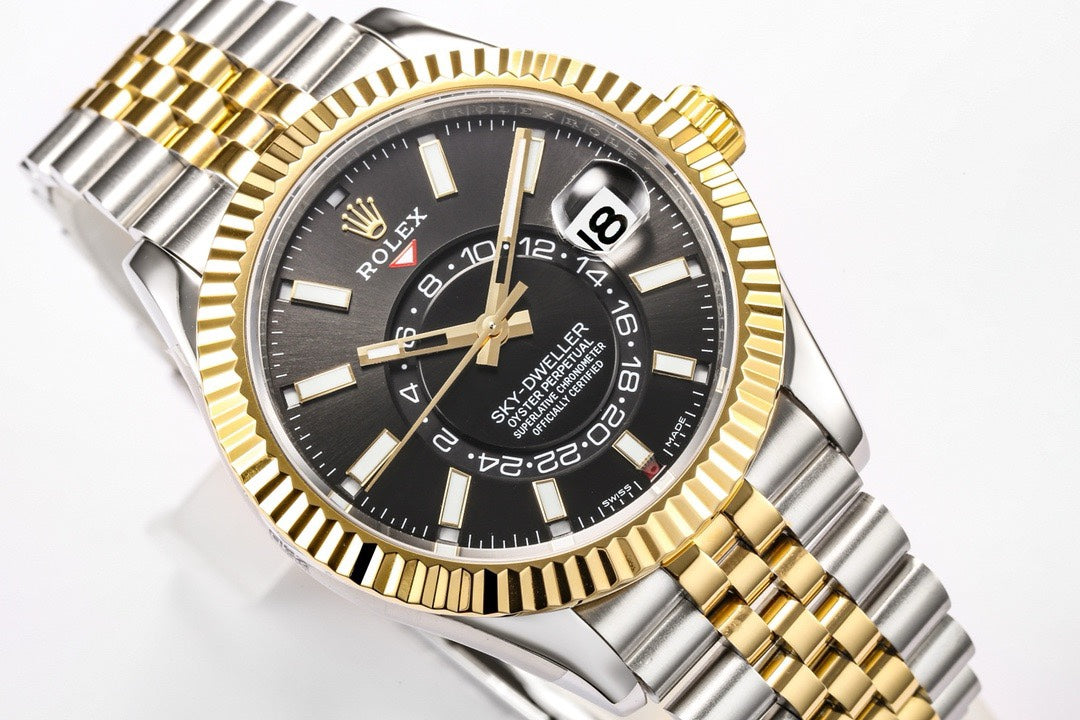 Rolex Sky‑Dweller Watch 42mm 904L Steel 9002 Automatic Movement Ring Command Bezel