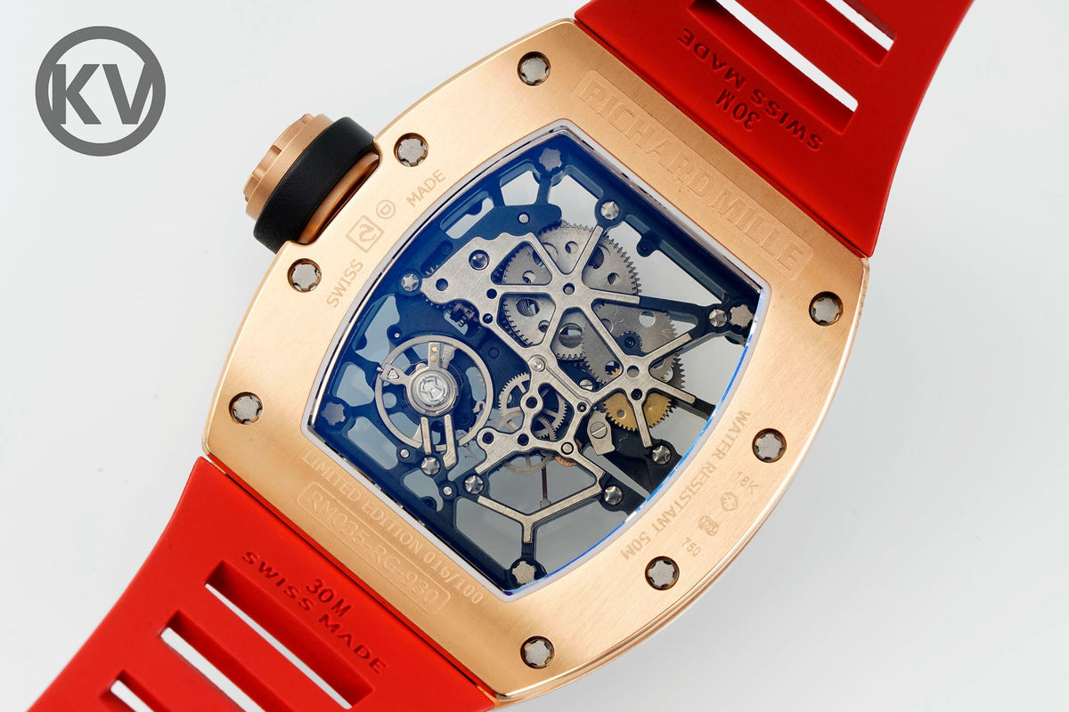 Richard Mille RM035 Americas Hollow Tonneau Mechanical Watch Magnesium Alloy Rubber Strap Multi Colors