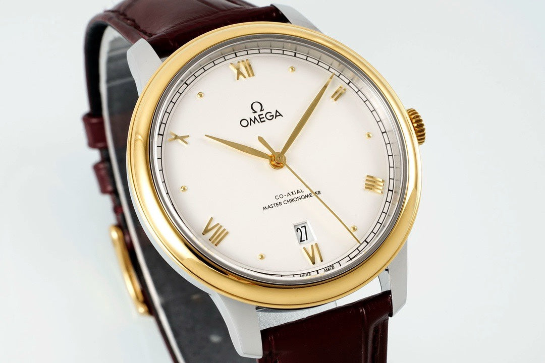 Omega De Ville Power‑Reserve Automatic Mechanical Watch, Genuine Calfskin Leather Strap