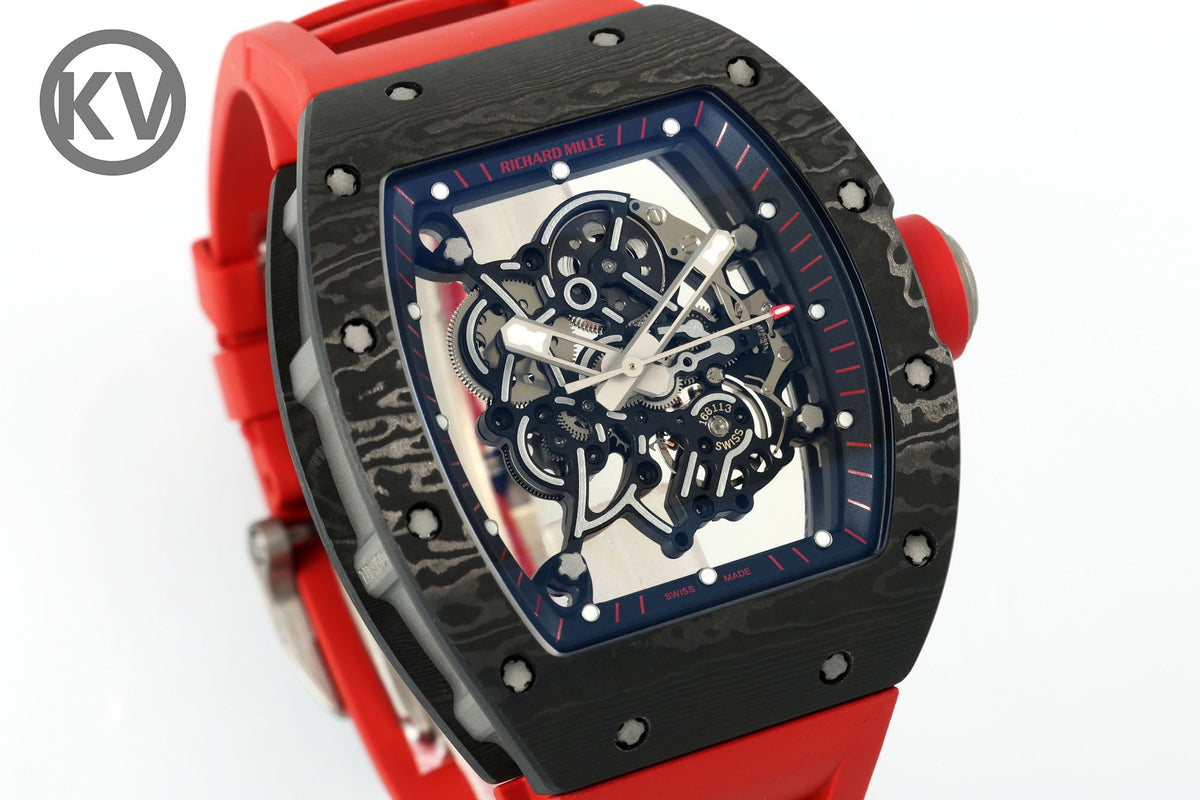 Richard Mille RM055 Tonneau Hollow Automatic Watch Light 74.3g FKM Rubber Strap