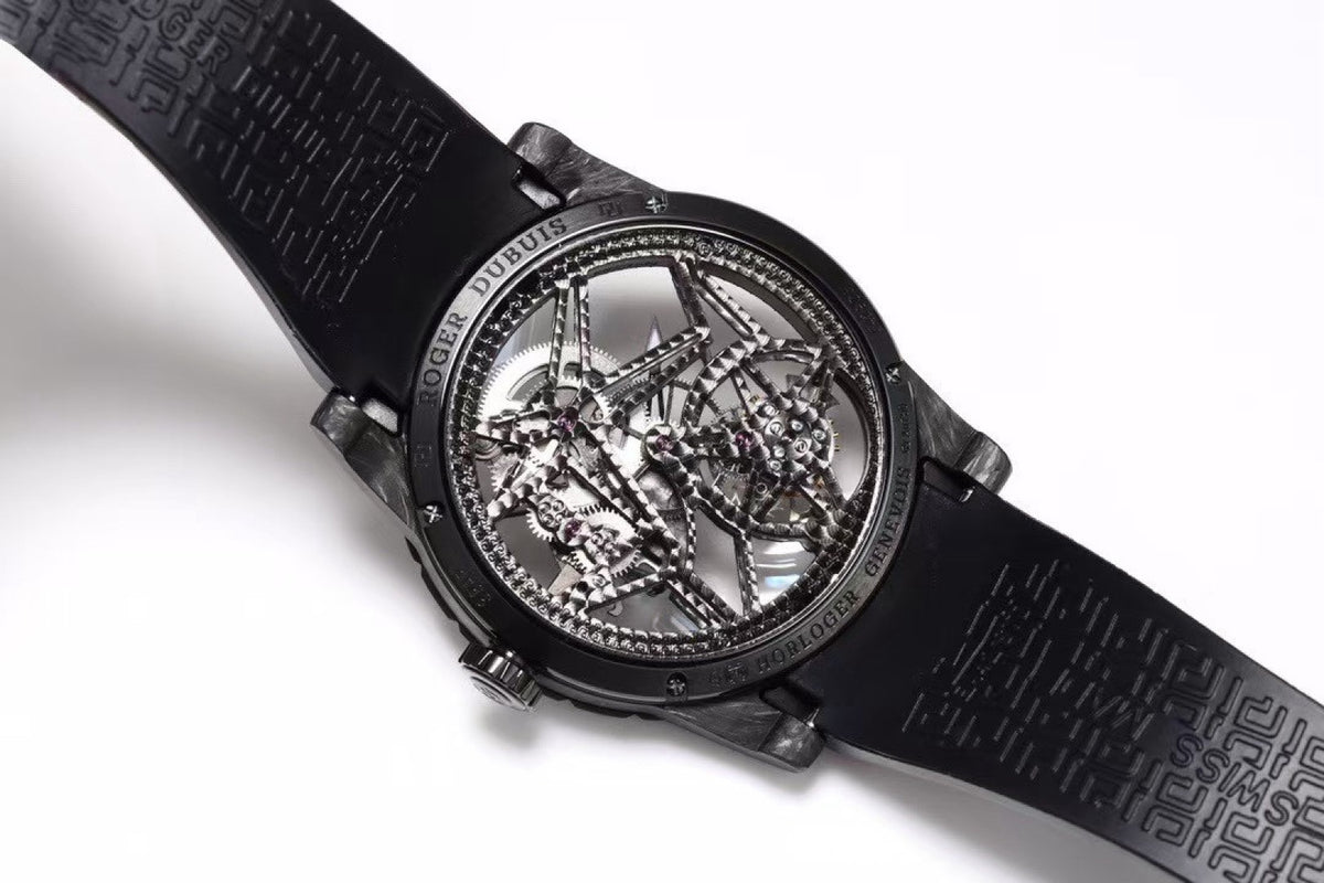 Roger Dubuis Excalibur V4 Skeleton Tourbillon Carbon Fiber Watch NEW Factory Super Clone