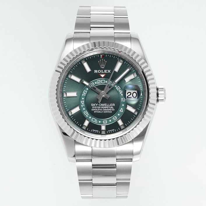 Rolex Sky‑Dweller Watch 42mm 904L Steel 9002 Automatic Movement Ring Command Bezel