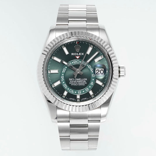Rolex Sky‑Dweller Watch 42mm 904L Steel 9002 Automatic Movement Ring Command Bezel