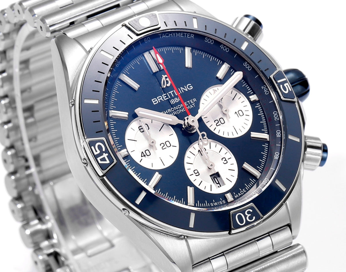 BREITLING Chronomat 44mm Automatic Chronograph Watch, BLS Factory Ceramic Bezel Timepiece