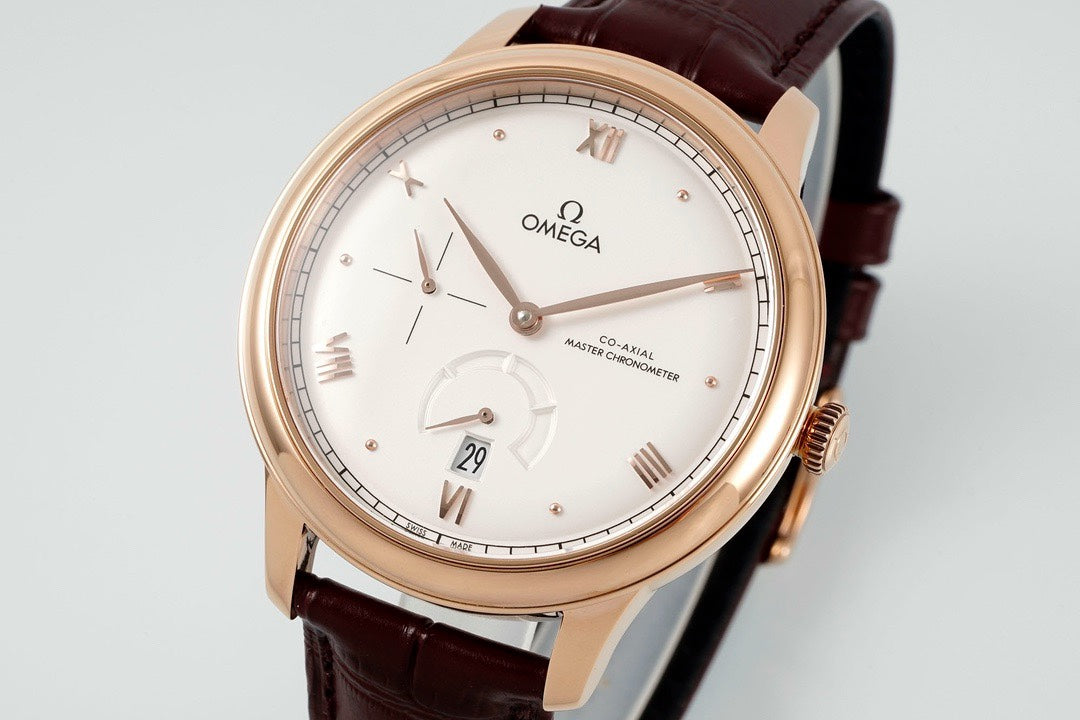 Omega De Ville Power‑Reserve Automatic Mechanical Watch, Genuine Calfskin Leather Strap