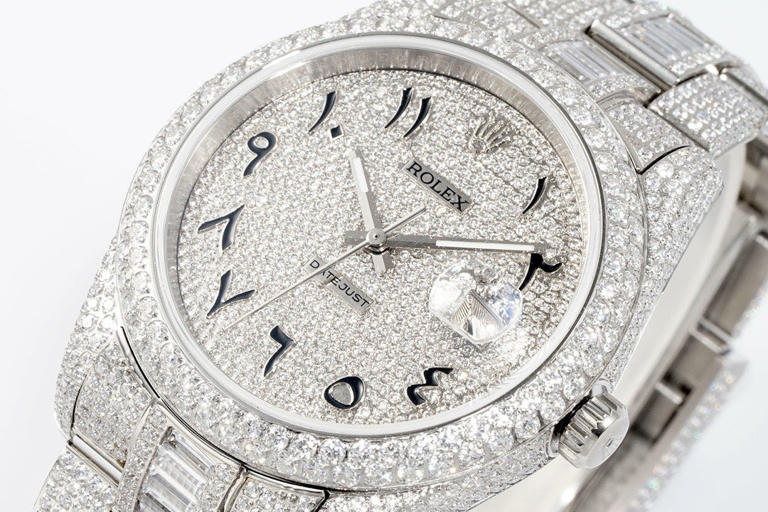 Rolex TW Factory Fully Iced‑Out Datejust 41mm Men Watch, Full Paved Stones, 2824 Automatic Movement
