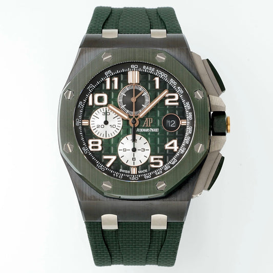 Audemars Piguet Ceramic Chronograph 44mm Sports Watch Rubber Strap