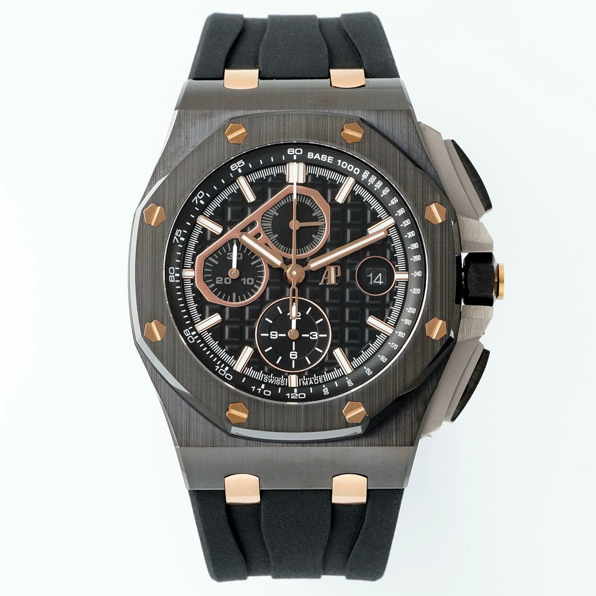 Audemars Piguet Ceramic Chronograph 44mm Sports Watch Rubber Strap