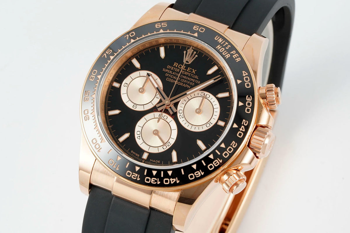 Rolex Cosmograph Daytona 18K Gold Plated Automatic Chronograph Watch Rubber Strap