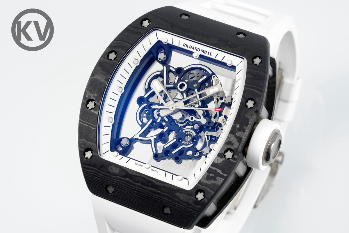 Richard Mille RM055 Tonneau Hollow Automatic Watch Light 74.3g FKM Rubber Strap