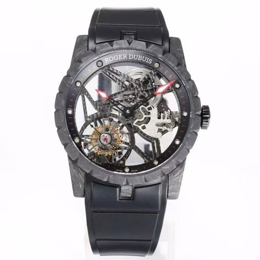 Roger Dubuis Excalibur V4 Skeleton Tourbillon Carbon Fiber Watch NEW Factory Super Clone