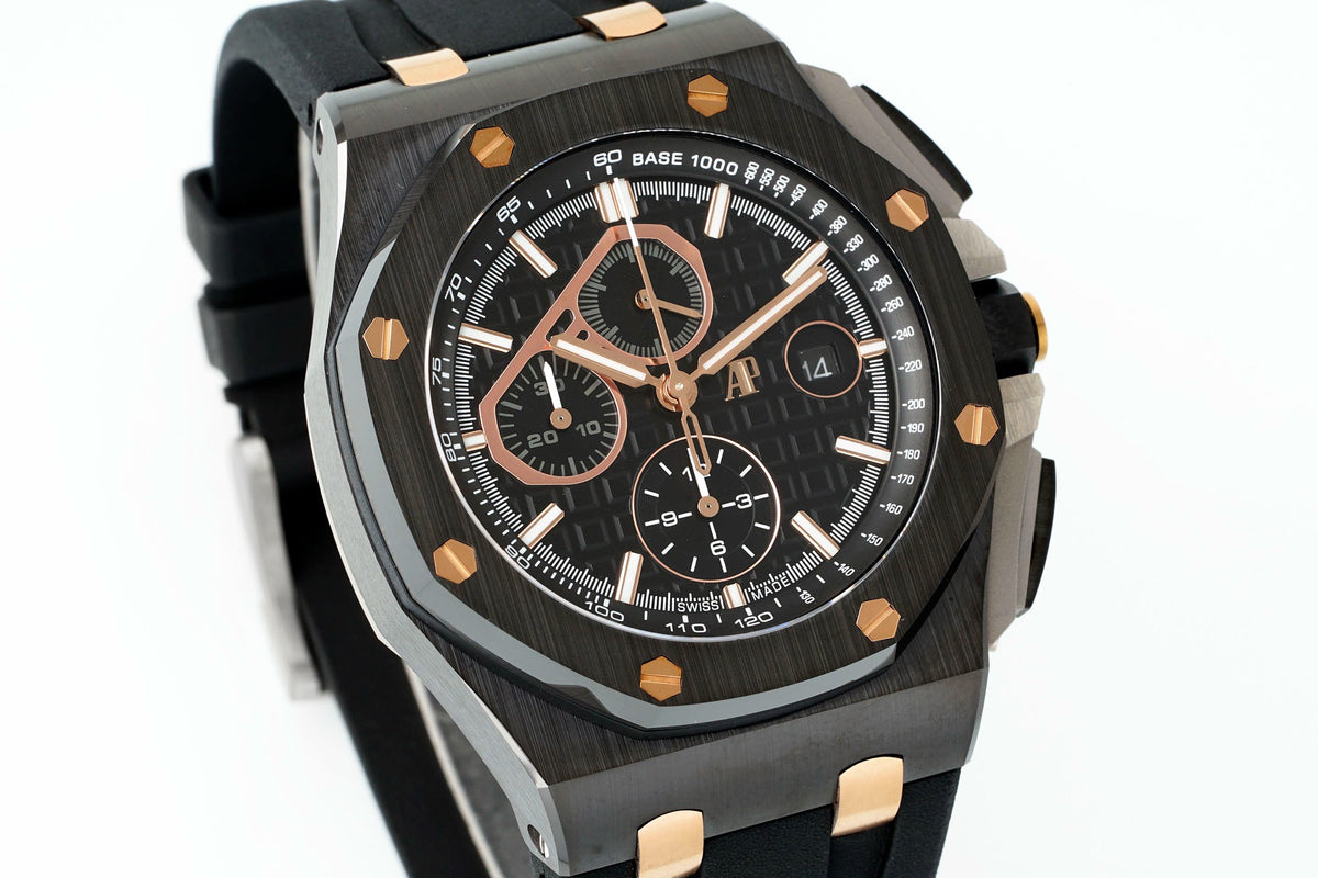 Audemars Piguet Ceramic Chronograph 44mm Sports Watch Rubber Strap