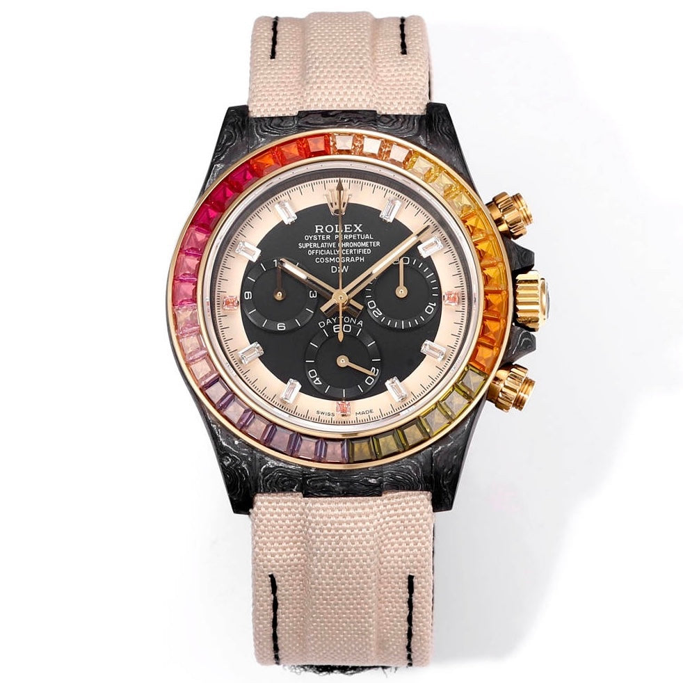 Rolex TW Factory Custom Carbon Fiber Daytona Watch 40mm 4801 Chronograph Movement Luminous Case & Buckle