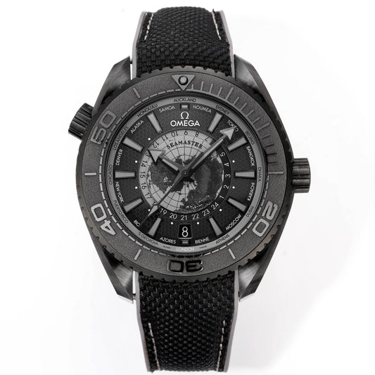 OMEGA Seamaster Planet Ocean 600M Worldtimer Full Black Ceramic Dive Watch
