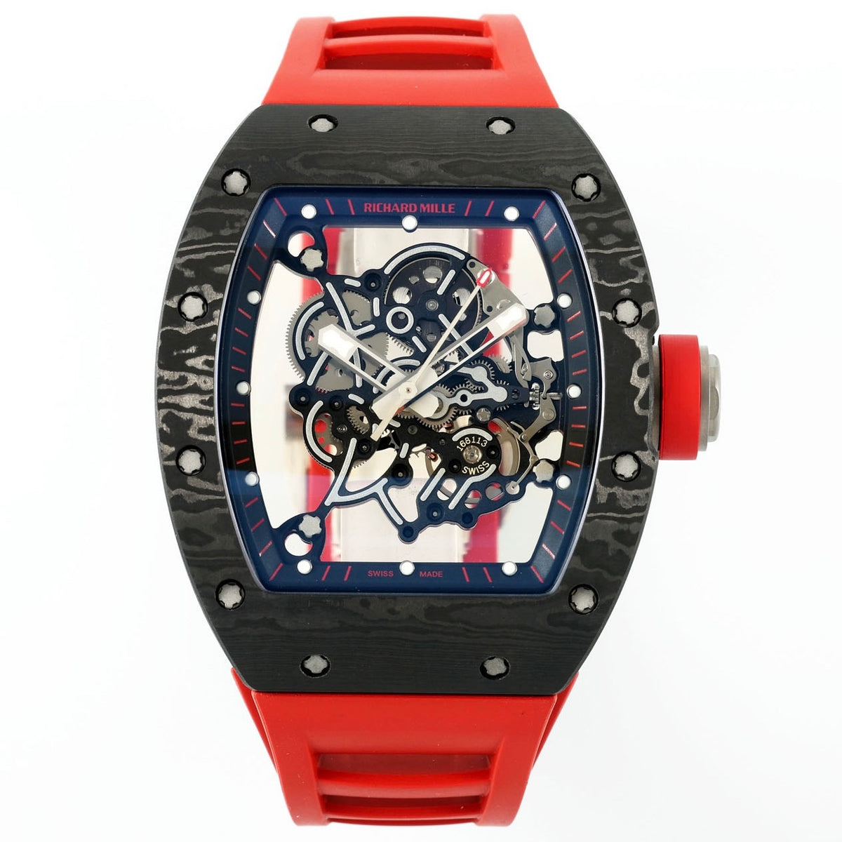 Richard Mille RM055 Tonneau Hollow Automatic Watch Light 74.3g FKM Rubber Strap