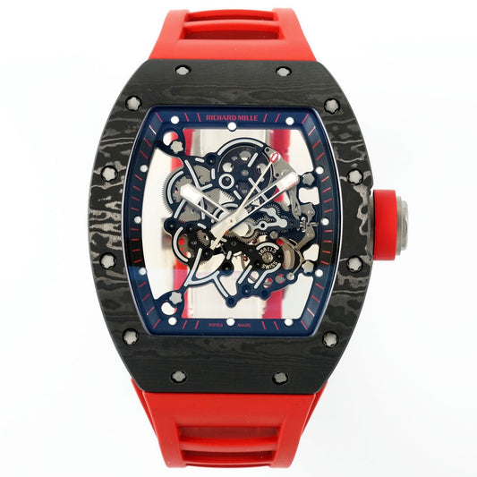 Richard Mille RM055 Tonneau Hollow Automatic Watch Light 74.3g FKM Rubber Strap