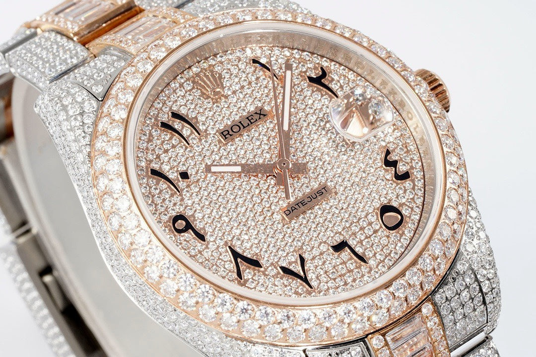 Rolex TW Factory Fully Iced‑Out Datejust 41mm Men Watch, Full Paved Stones, 2824 Automatic Movement
