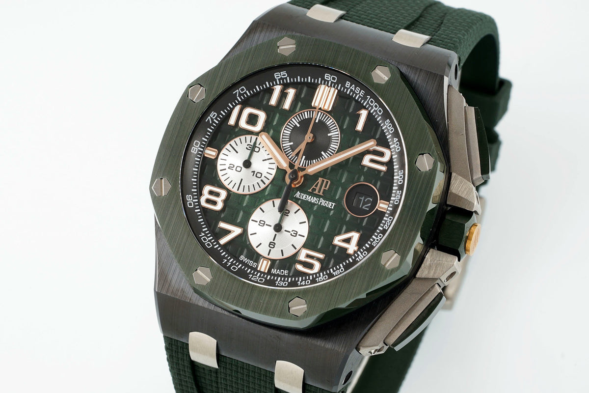 Audemars Piguet Ceramic Chronograph 44mm Sports Watch Rubber Strap