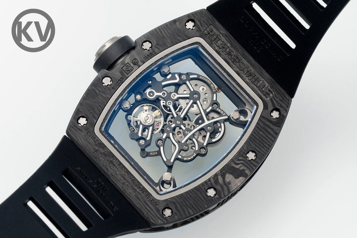 Richard Mille RM055 Tonneau Hollow Automatic Watch Light 74.3g FKM Rubber Strap