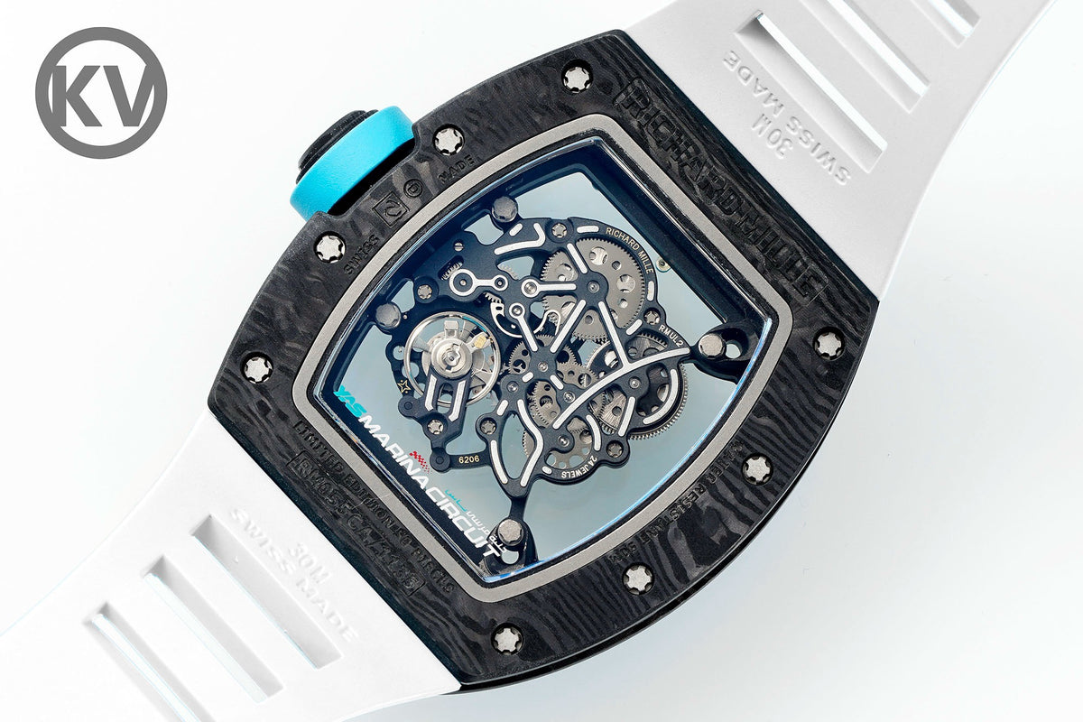 Richard Mille RM055 Tonneau Hollow Automatic Watch Light 74.3g FKM Rubber Strap