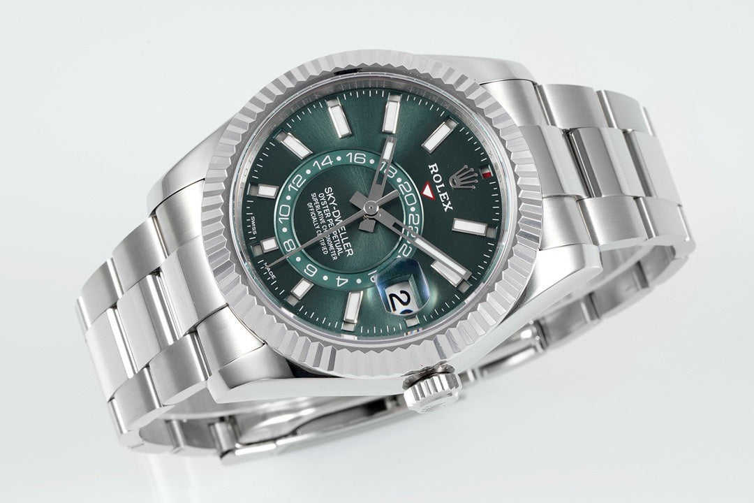 Rolex Sky‑Dweller Watch 42mm 904L Steel 9002 Automatic Movement Ring Command Bezel