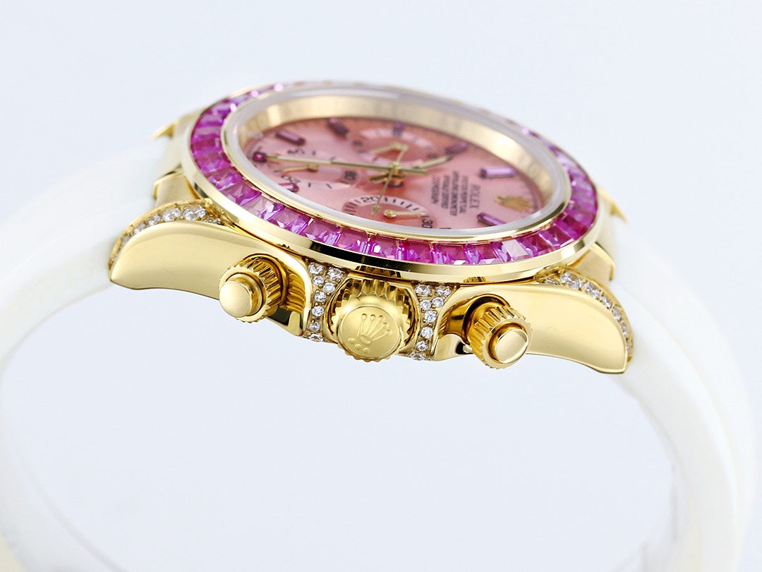 Rolex Cosmograph Daytona Super Clone Watch | Sakura Pink Dial, Pink Ruby Bezel, 43mm