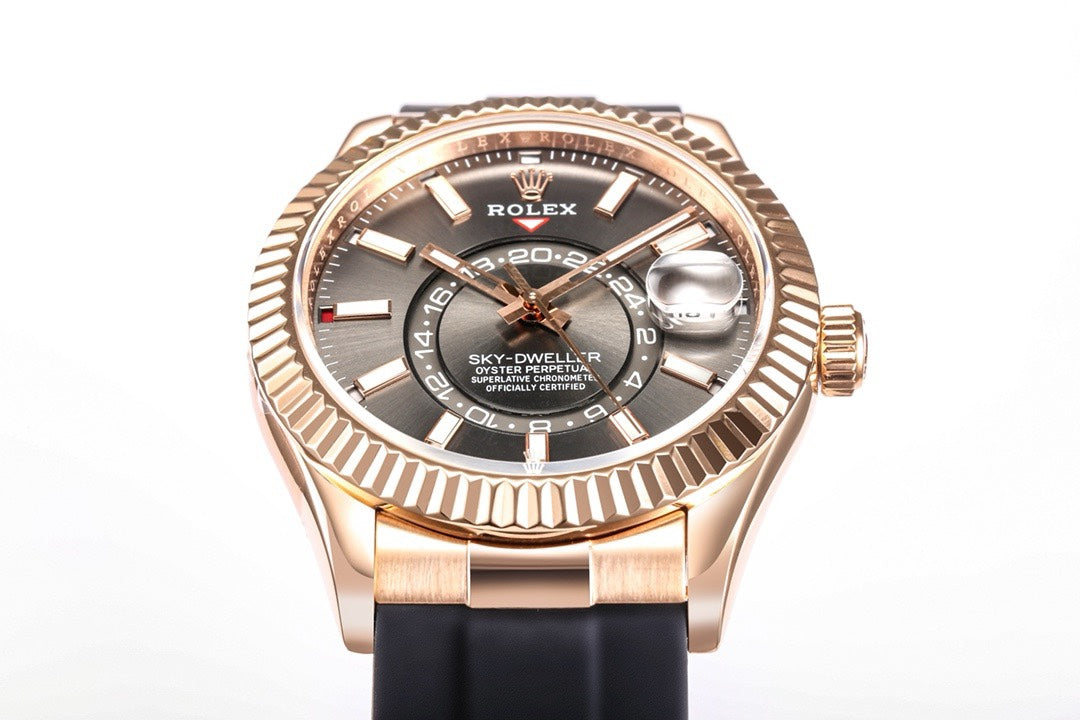 Rolex Sky‑Dweller Watch 42mm 904L Steel 9002 Automatic Movement Ring Command Bezel