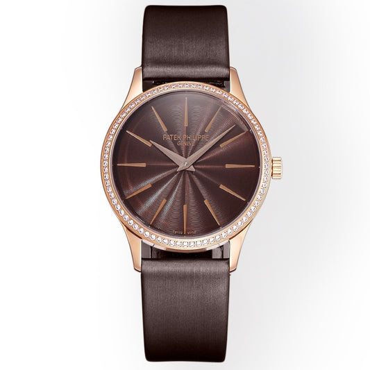 Patek Philippe Calatrava Ladies Watch 35mm | Slim Cal.240 Automatic Guilloché Dial Watch