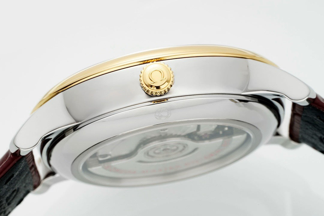 Omega De Ville Power‑Reserve Automatic Mechanical Watch, Genuine Calfskin Leather Strap