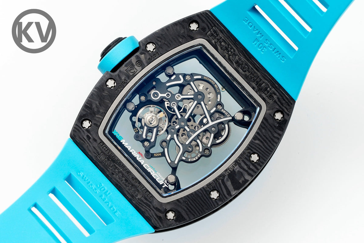 Richard Mille RM055 Tonneau Hollow Automatic Watch Light 74.3g FKM Rubber Strap