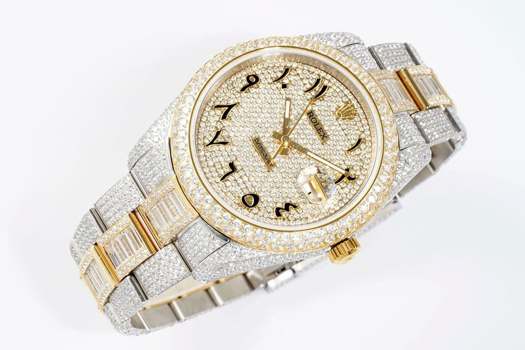 Rolex TW Factory Fully Iced‑Out Datejust 41mm Men Watch, Full Paved Stones, 2824 Automatic Movement