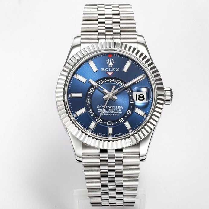 Rolex Sky‑Dweller Watch 42mm 904L Steel 9002 Automatic Movement Ring Command Bezel