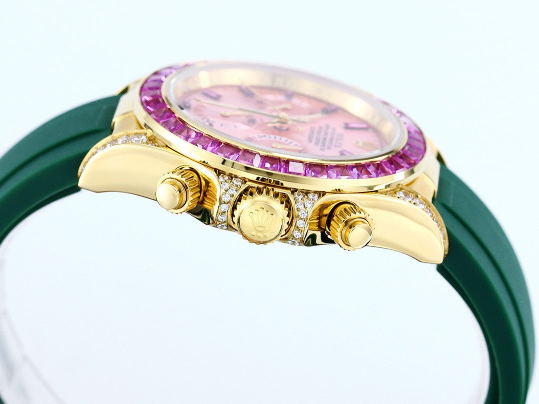 Rolex Cosmograph Daytona Super Clone Watch | Sakura Pink Dial, Pink Ruby Bezel, 43mm