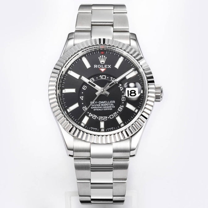 Rolex Sky‑Dweller Watch 42mm 904L Steel 9002 Automatic Movement Ring Command Bezel
