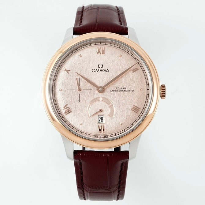 Omega De Ville Power‑Reserve Automatic Mechanical Watch, Genuine Calfskin Leather Strap