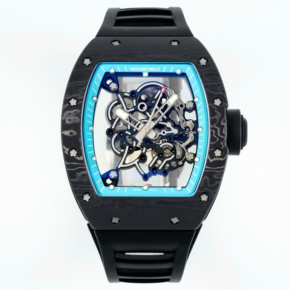 Richard Mille RM055 Tonneau Hollow Automatic Watch Light 74.3g FKM Rubber Strap
