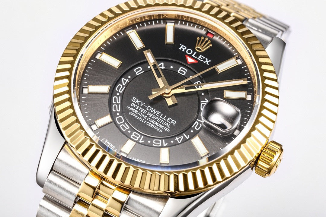 Rolex Sky‑Dweller Watch 42mm 904L Steel 9002 Automatic Movement Ring Command Bezel